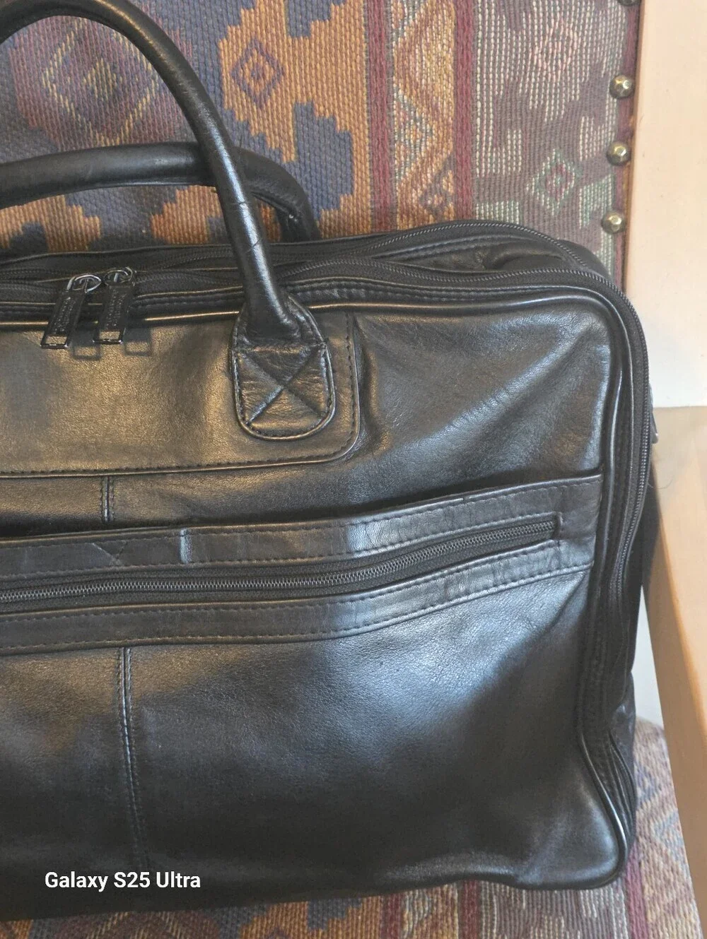 Vintage Genuine Leather Executive Briefcase / Laptop Bag - Black